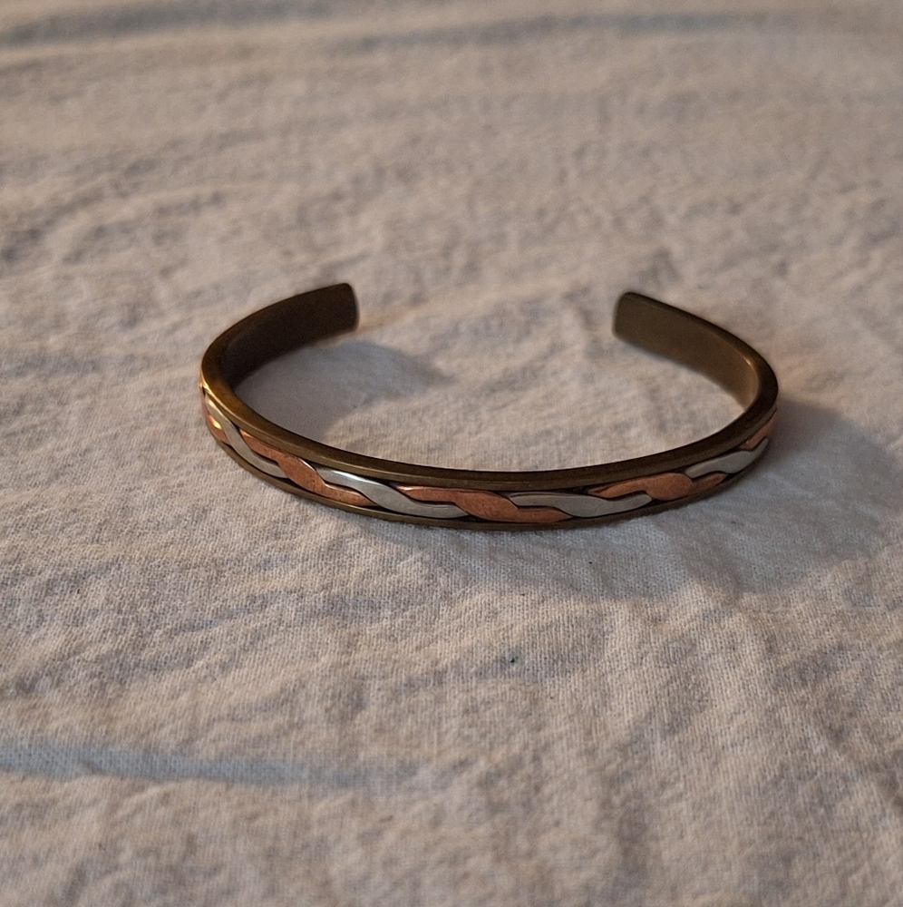 Mixed Metals Thin Cuff Bracelet - image 2